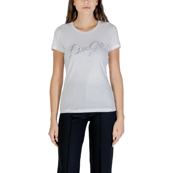 Liu Jo T-Shirt Donna Nera Stampa Manica Corta Scollo Tondo 100% Cotone Primavera/Estate UF5266 JS904