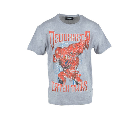 Dsquared2 T-Shirt Uomo Grigia Stampa Manica Corta Scollo Tondo 88% Cotone 12% Viscosa Primavera/Estate 87334136