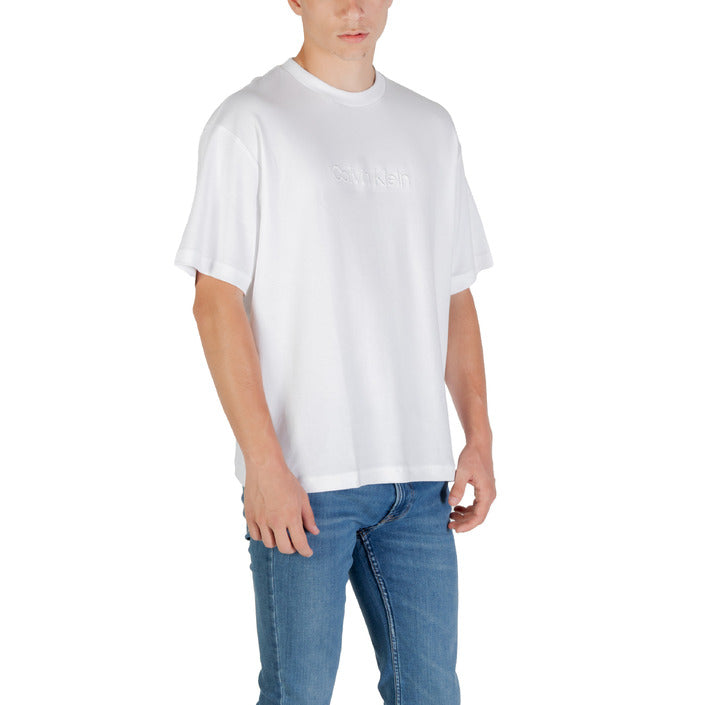 Calvin Klein T-Shirt Uomo Bianca Stampa Manica Corta Scollo Tondo 100% Cotone Primavera/Estate LV04LC206G