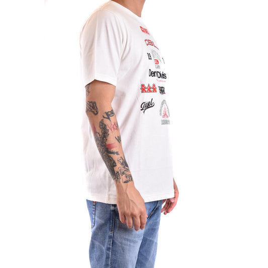 Diesel T-Shirt Uomo Bianca Stampa Manica Corta Scollo Tondo 100% Cotone Primavera/Estate V_31568