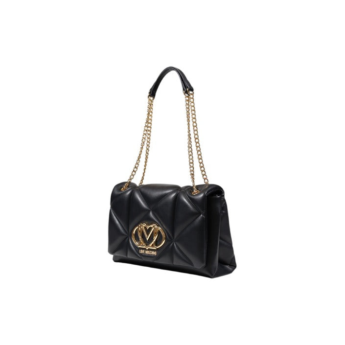 Love Moschino Borsa EMBOSSED Donna Nera in Poliuretano 100% Borsa a Tracolla Monocromo con Clip JC4041PP1M