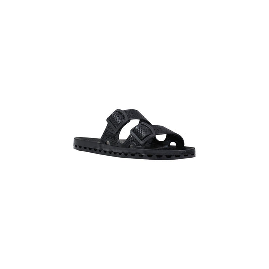 Slide Sensi La Jolla Urban Nere; 100% PVC. Doppia fascia regolabile, suola ergonomica traforata anti-ristagno, altezza 2 cm. Leggere, ultra-resistenti e lavabili. Design Made in Italy. Frontale