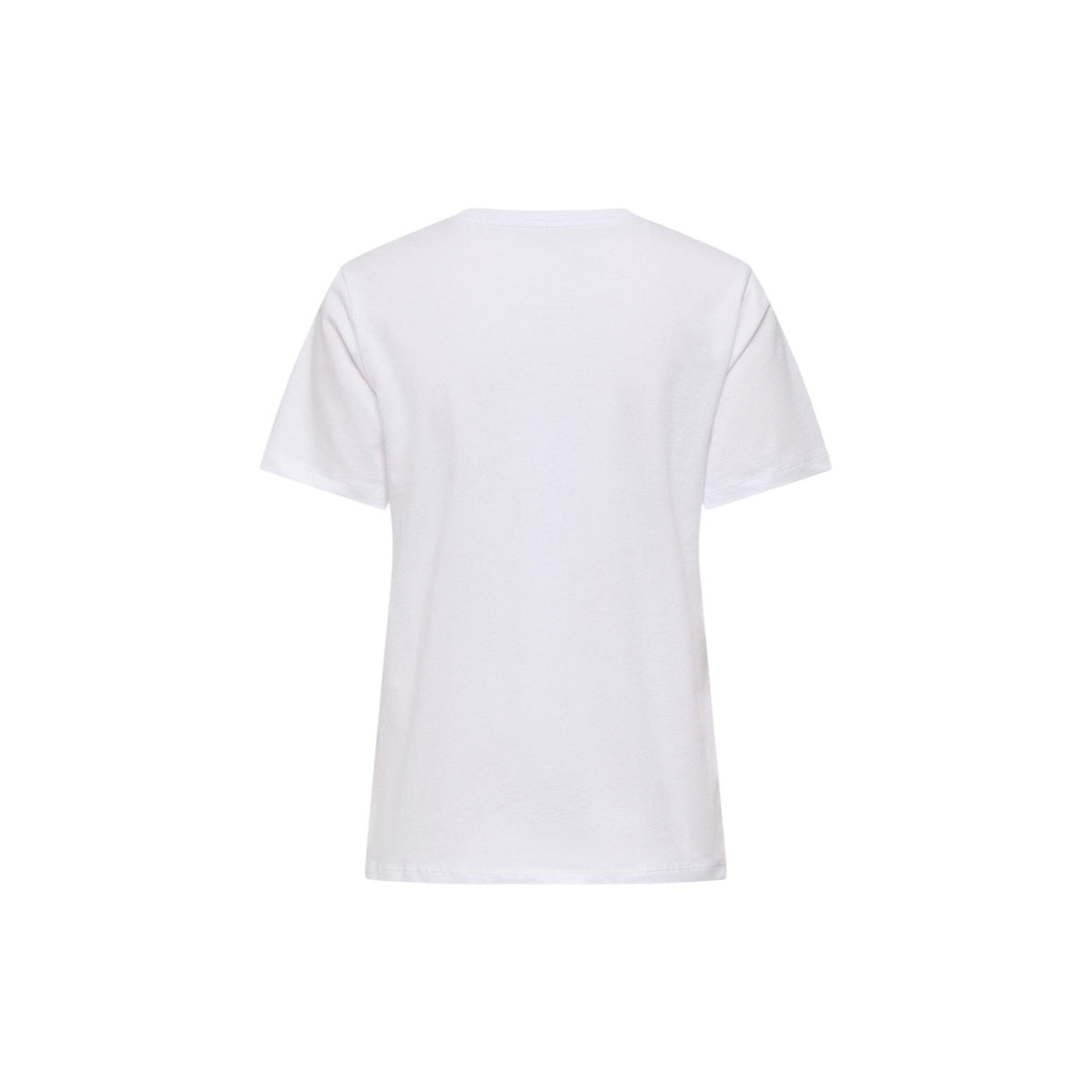 T-shirt Only donna bianca con scritta modello 15373449. Maglietta a maniche corte in cotone leggero con ricamo ironico non ho voglia lato cuore stile casual ed essenziale.