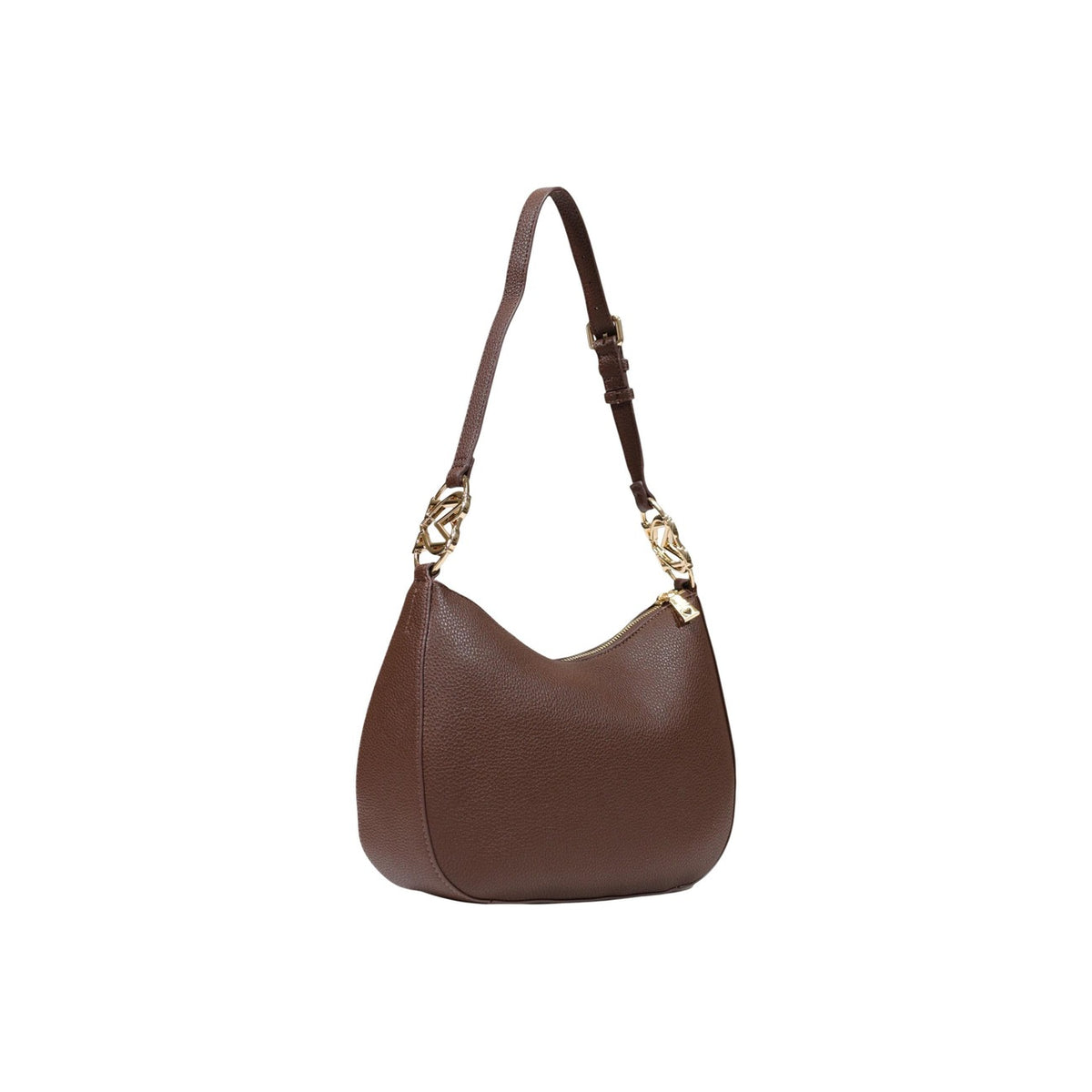 Borsa Love Moschino donna marrone a spalla modello JC4012PP1. Borsetta media effetto pelle marrone cuoio con tracolla regolabile, dettagli oro e zip stile casual chic, elegante e da giorno.
