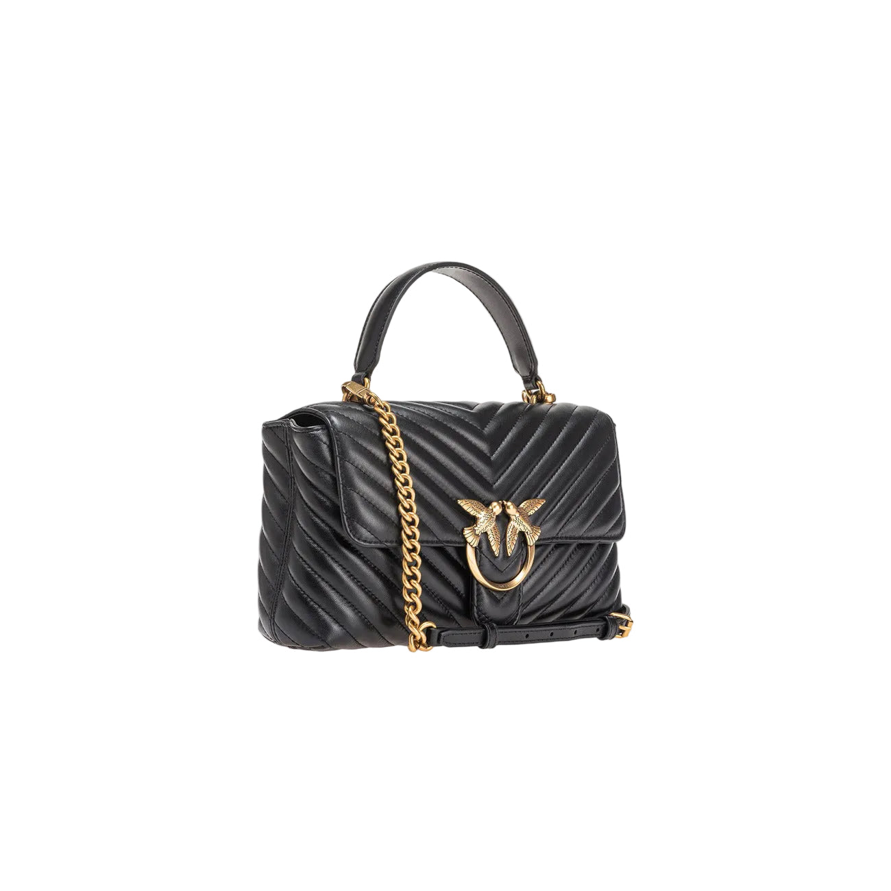 Borsa Pinko donna nera 100% pelle con chiusura magnetica - vista laterale