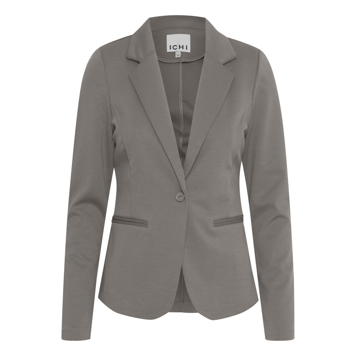 Ichi Giacca Donna Grigio Monocromo Bottoni Bavero Tasche Anteriori 74% Poliestere 22% Viscosa 4% Elastan Autunno/Inverno 20101801