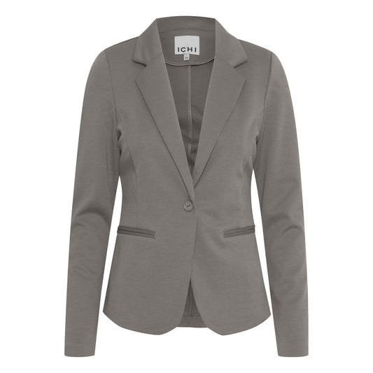 Ichi Giacca Donna Grigio Monocromo Bottoni Bavero Tasche Anteriori 74% Poliestere 22% Viscosa 4% Elastan Autunno/Inverno 20101801