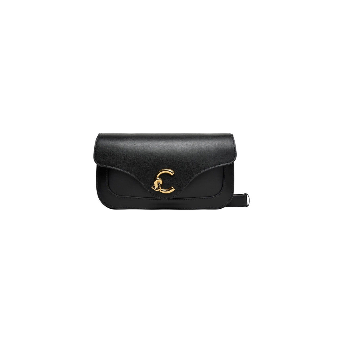 Borsa Coccinelle nera C-ME CALF E1 SSK 12 03 21. Borsa media da donna a mano e a spalla in vera pelle liscia nera con logo C oro sulla patta, tracolla staccabile e chiusura magnetica, borsa elegante 4 stagioni Coccinelle.