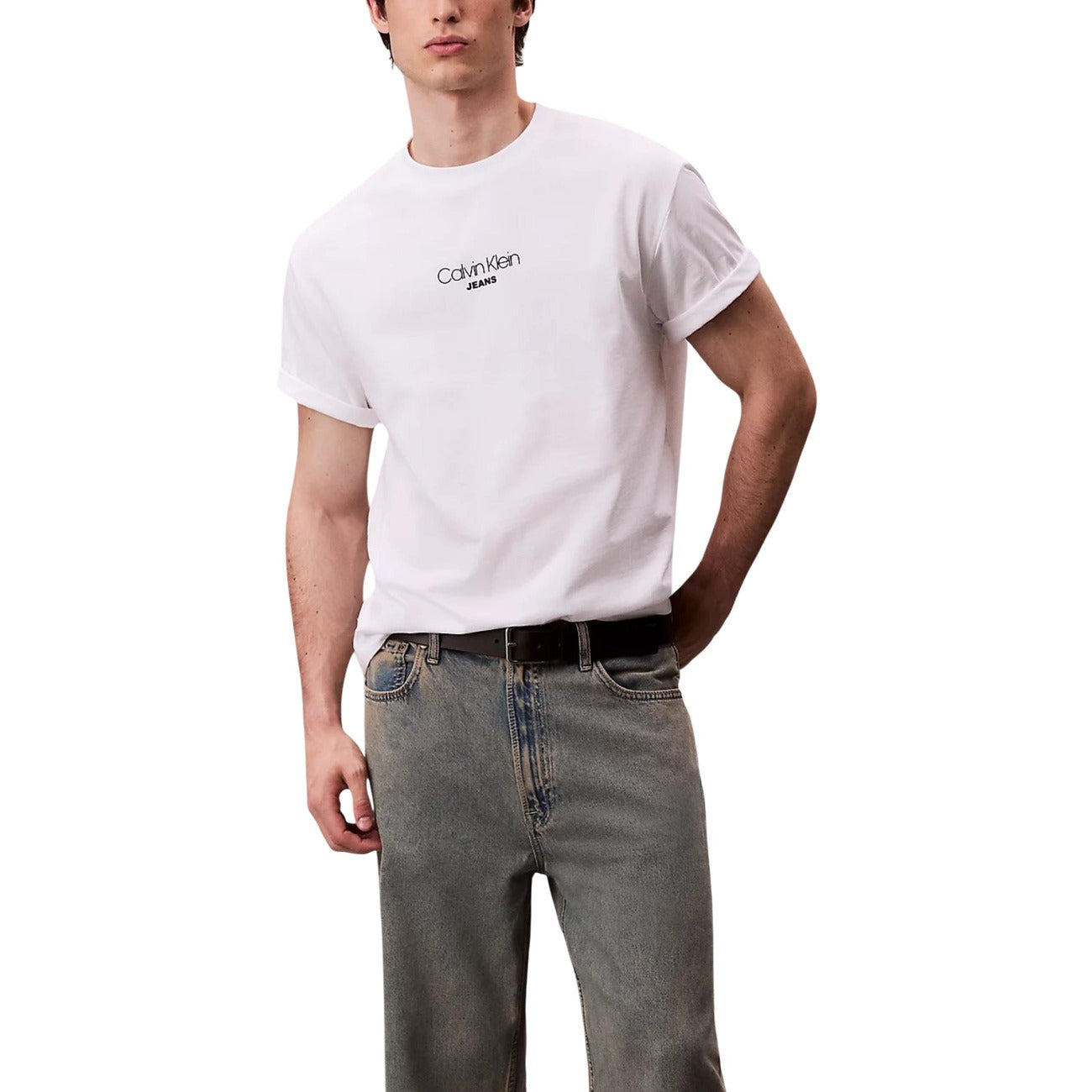 Calvin Klein Jeans T-Shirt Uomo Rosa Manica Corta Scollo Tondo Cotone 100% Autunno Inverno LV04RC851G