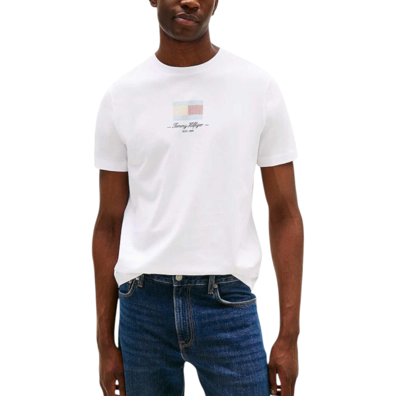 Tommy Hilfiger Men's Black Printed T-Shirt - Organic Cotton Short-Sleeved T-Shirt