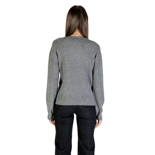 Liu Jo Maglia Donna Grigia Maniche Lunghe Scollo Tondo - Maglia Viscosa Poliestere Poliammide