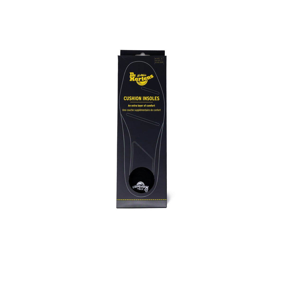Solette Dr. Martens Cushion Wave; Nero. 100% Poliestere riciclato, ammortizzazione ondulata, tecnologia antibatterica Aegis. Sottili (0,2 cm) e traspiranti, ideali per migliorare il fit delle scarpe. Confezione