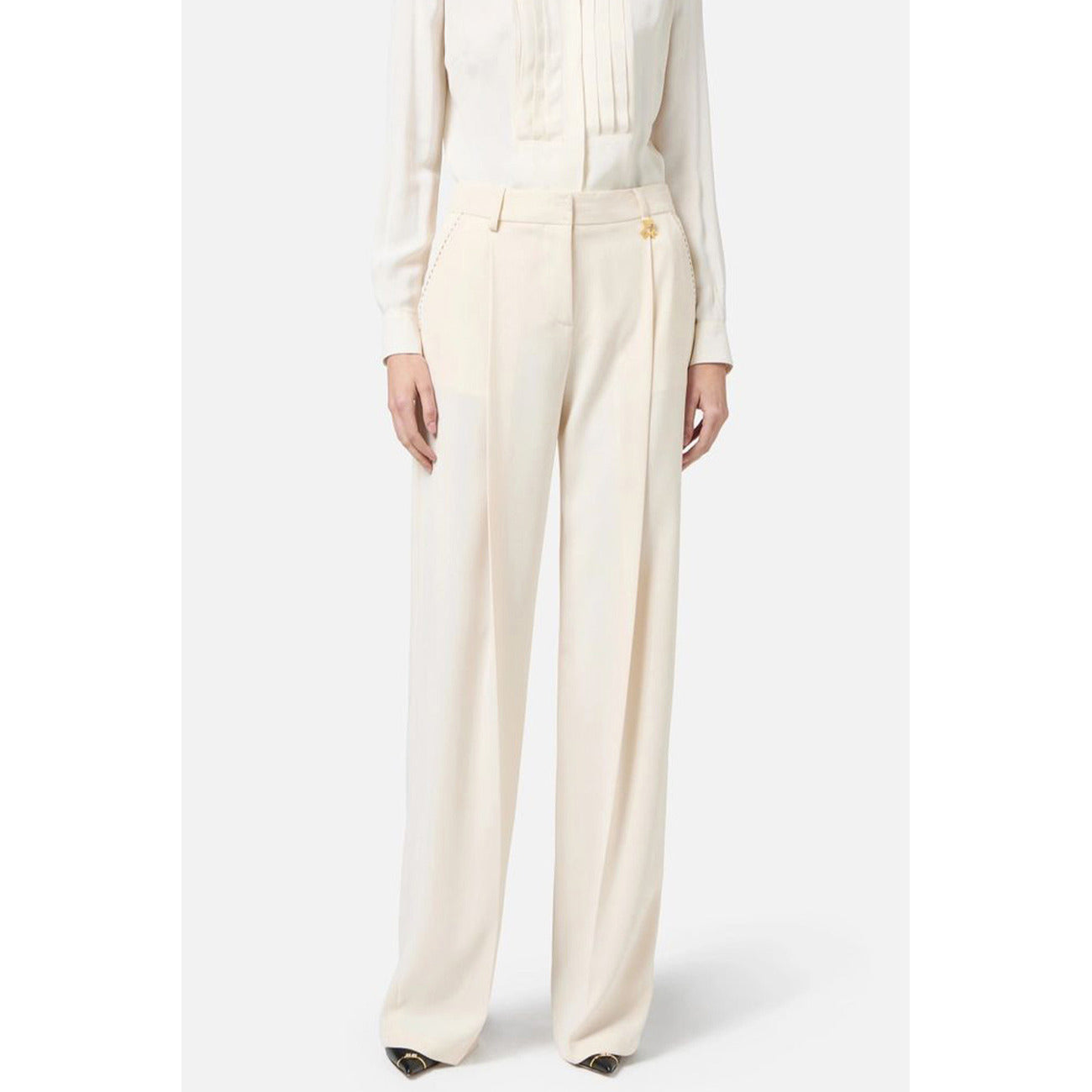Elisabetta Franchi Pantaloni Donna Beige Tasche Anteriori Poliestere Elastan Primavera Estate V_32356