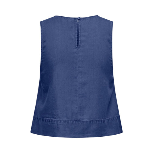 Only Onldorsi Charis Top; 100% Lyocell, senza maniche, scollo tondo, chiusura a bottone. L'essenziale raffinato e fresco per l'estate. Vista posteriore