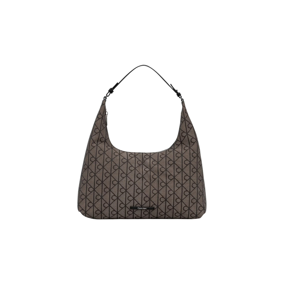 Borsa a Spalla Donna Calvin Klein Jacquard; Nero. 100% Poliestere riciclato ecosostenibile, trama logata all-over intrecciata, chiusura zippata e tracolla regolabile. Misure ampie e capienti (37x20 cm), stile contemporaneo 4 stagioni. Frontale