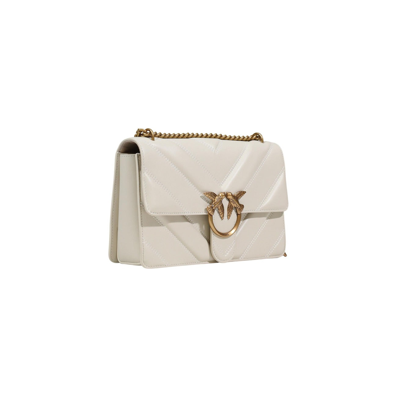 Pinko Borsa bianca LOVE ONE CLASSIC LIGHT DC 27x16x8 cm Donna vista frontale laterale