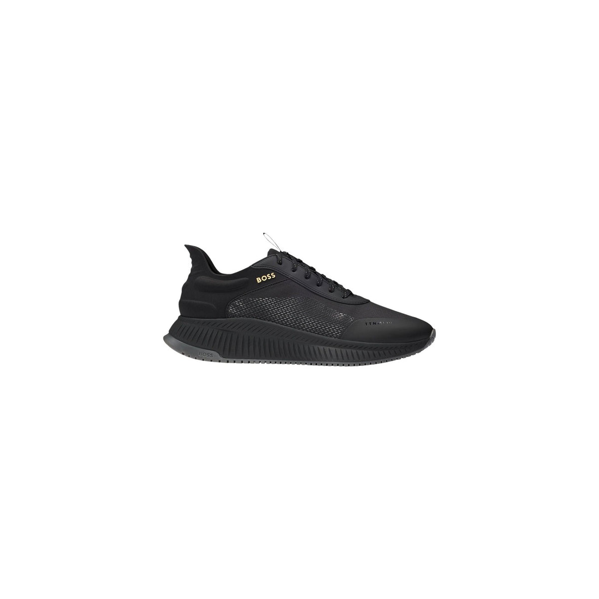 Sneakers Boss uomo nere con lacci scarpe basse sportive - vista laterale