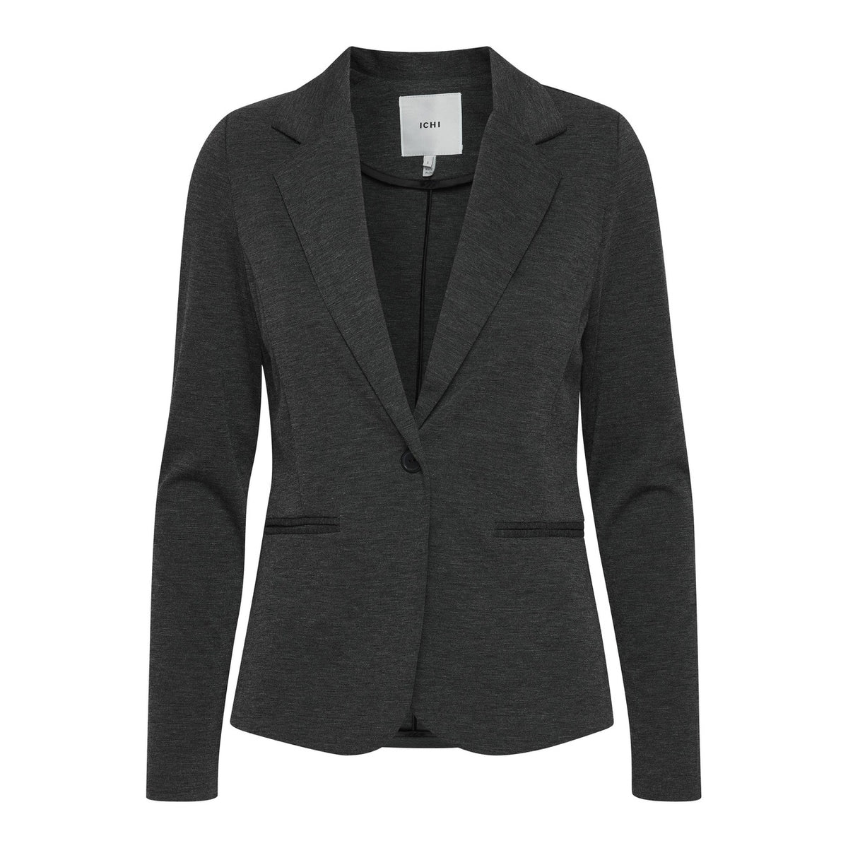 Ichi Giacca Donna Grigio Monocromo Bottoni Bavero Tasche Anteriori 74% Poliestere 22% Viscosa 4% Elastan Autunno/Inverno 20101801