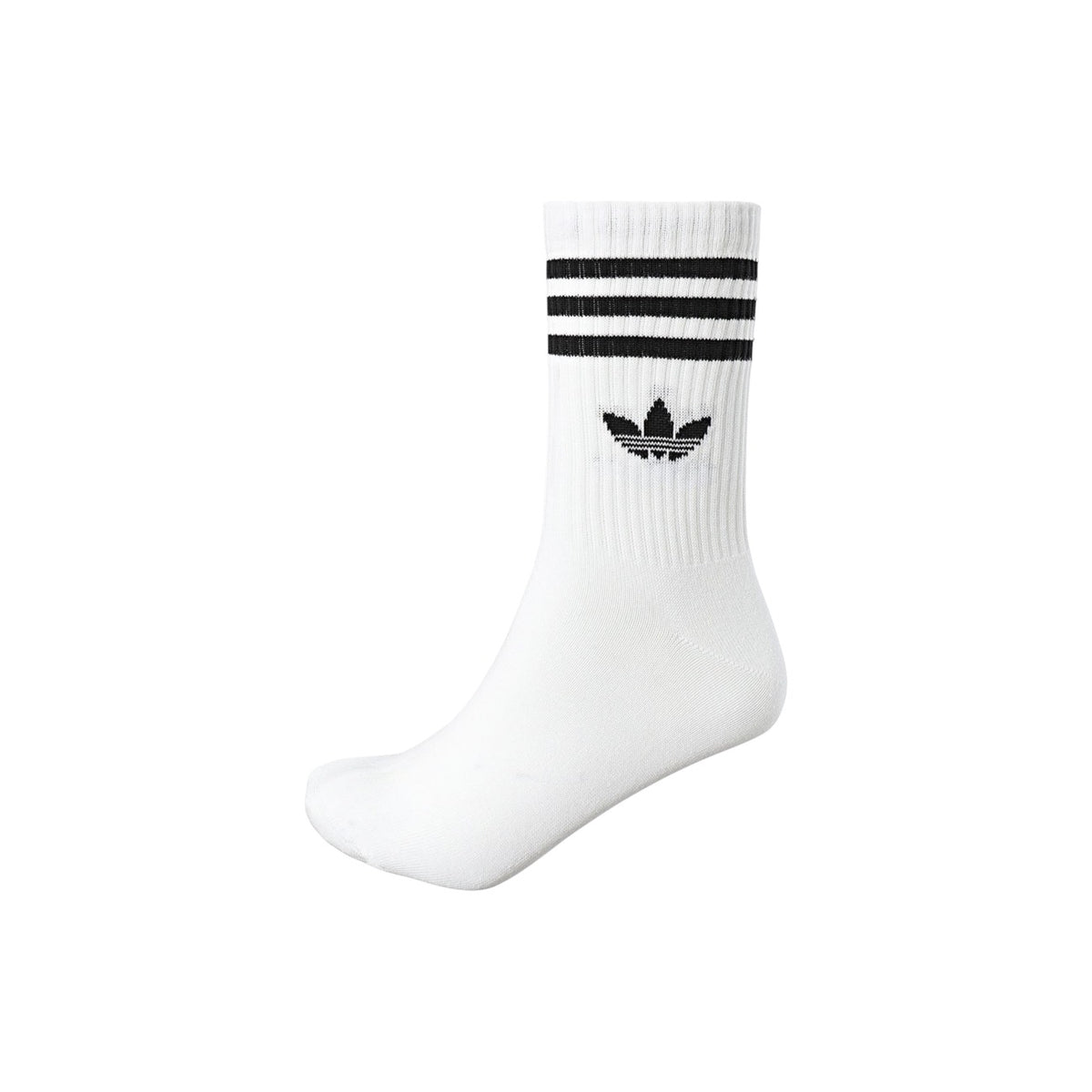 Calzini Adidas Originals 3-Pack; Misto Cotone e Fibre Riciclate. Design a tre strisce con logo Trifoglio, bordo a coste, unisex. Calze sportive resistenti e iconiche. Bianco