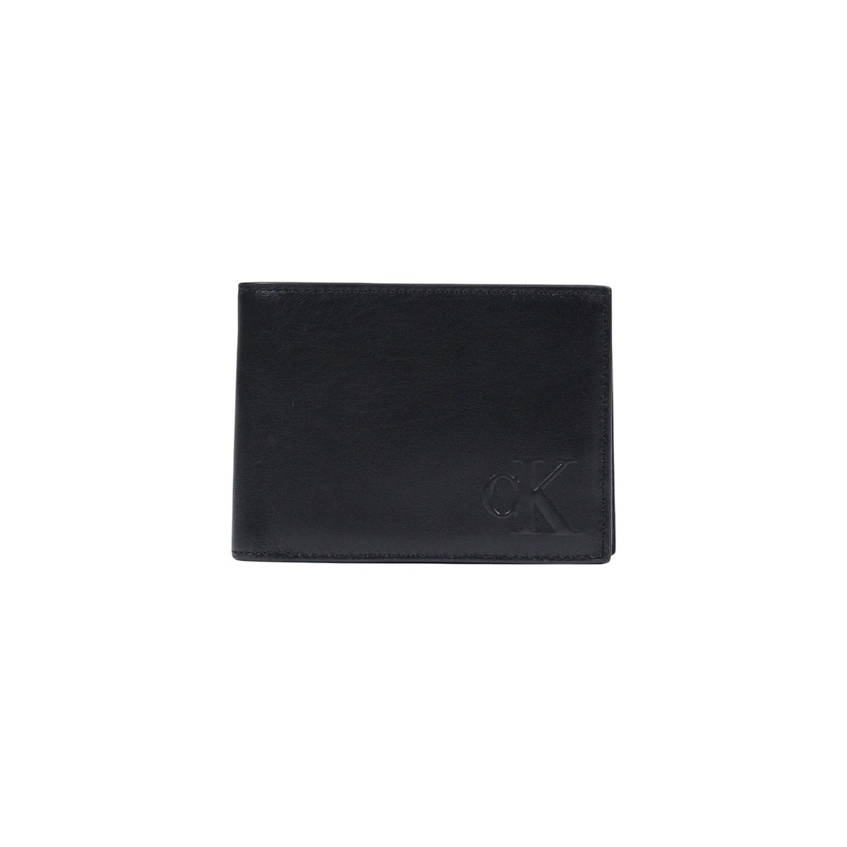 Calvin Klein Portafoglio con portamonete BOLD CK TRIFOLD Uomo Nero 13x10x2 cm Realizzato al 100% in pelle di alta qualità vista frontale