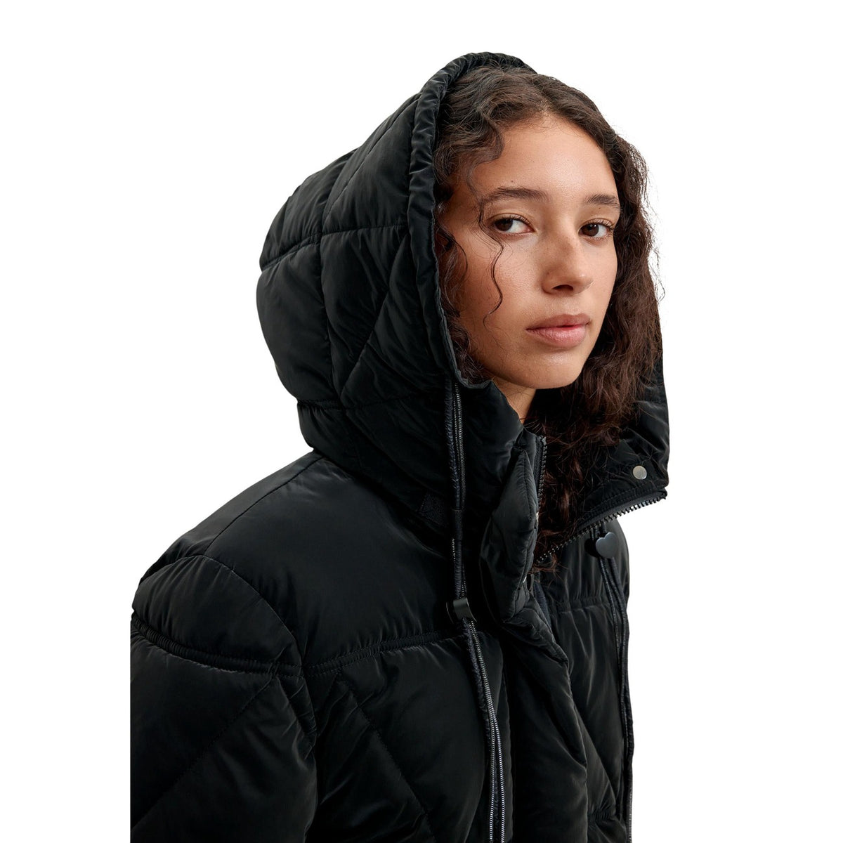 Piumino donna Desigual Priscilla – Cappotto ecopelle nero con cappuccio COAT_PRISCILLA.