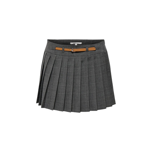 Minigonna skort a quadri Only ONLENIA grigia donna 15376505. Gonna pantalone corta a pieghe con fantasia check in poliestere riciclato e viscosa con cinturina abbinata.