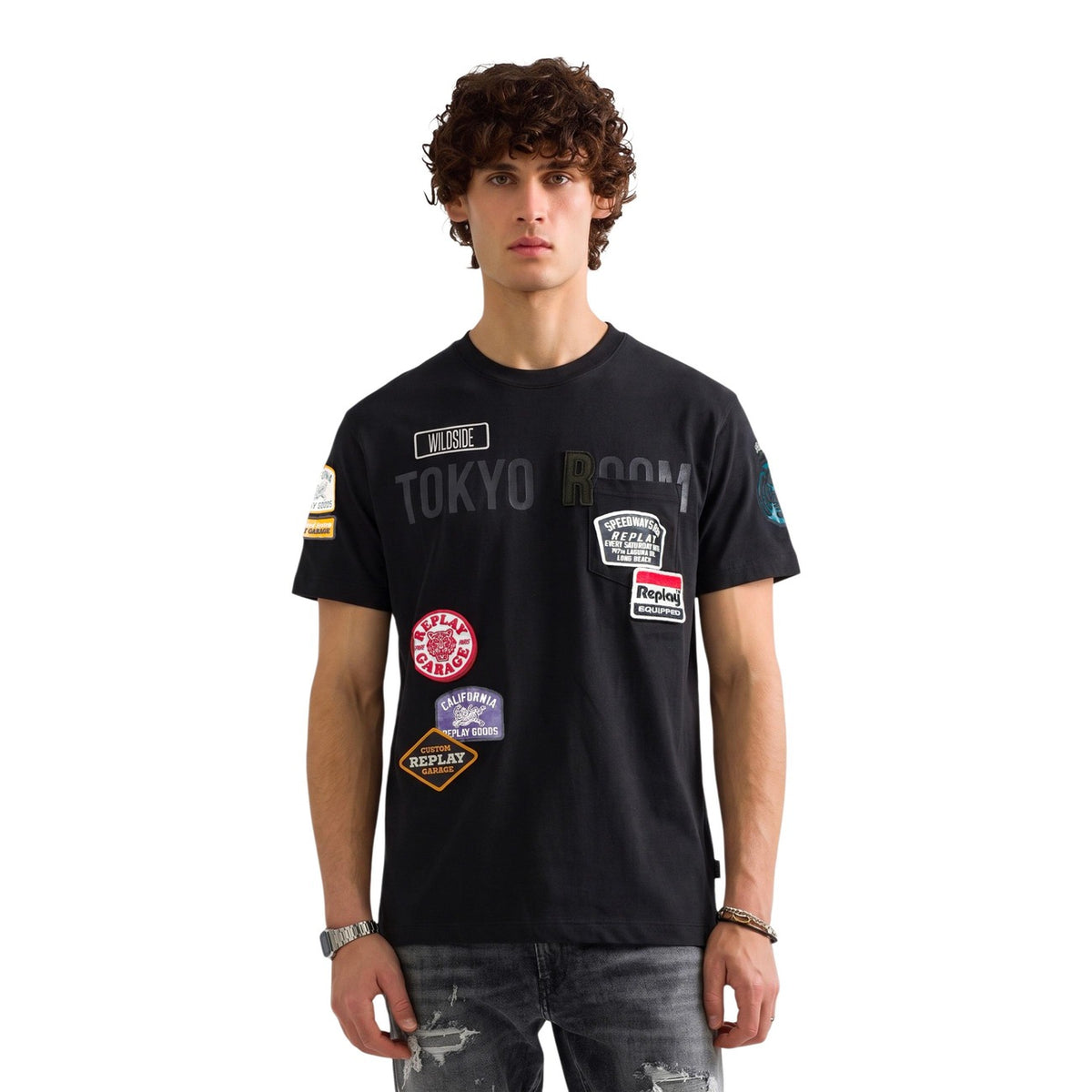Replay T-Shirt Relaxed Fit con Taschino e Patch Manica Corta Uomo M13MA .000.7242KW