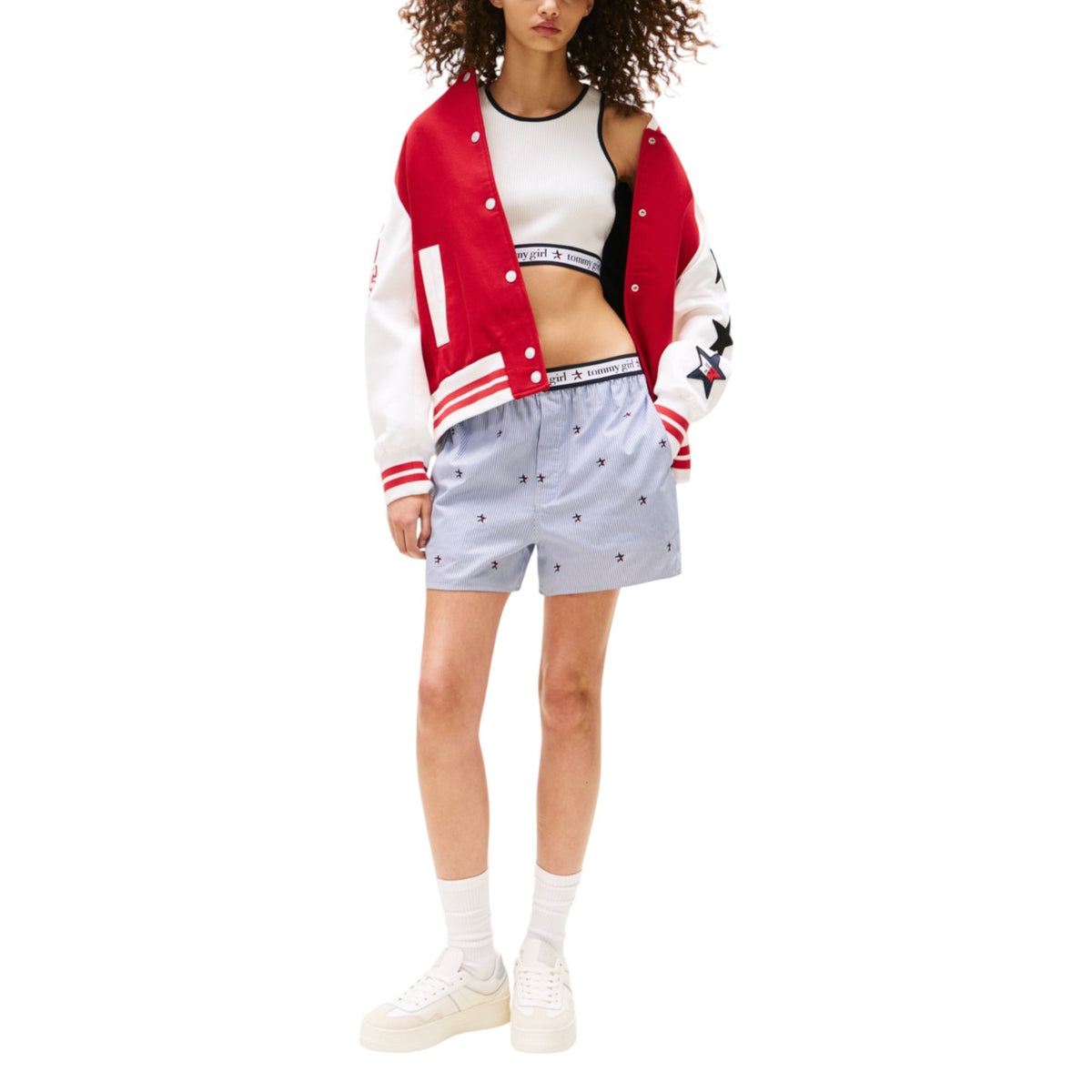 Tommy Hilfiger Jeans Top Donna Bianco Stampa Smanicato Cotone Organico 55% Poliammide 23% Poliestere 22% Autunno Inverno DW0DW21438