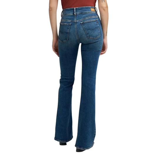 Replay Jeans Donna Blu con Zip e Bottone Tasche Anteriori e Posteriori - Jeans Cotone Modal Elastan