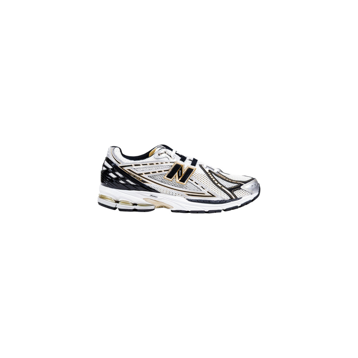 sneaker New Balance 1906R bianca, nera e oro metallizzato