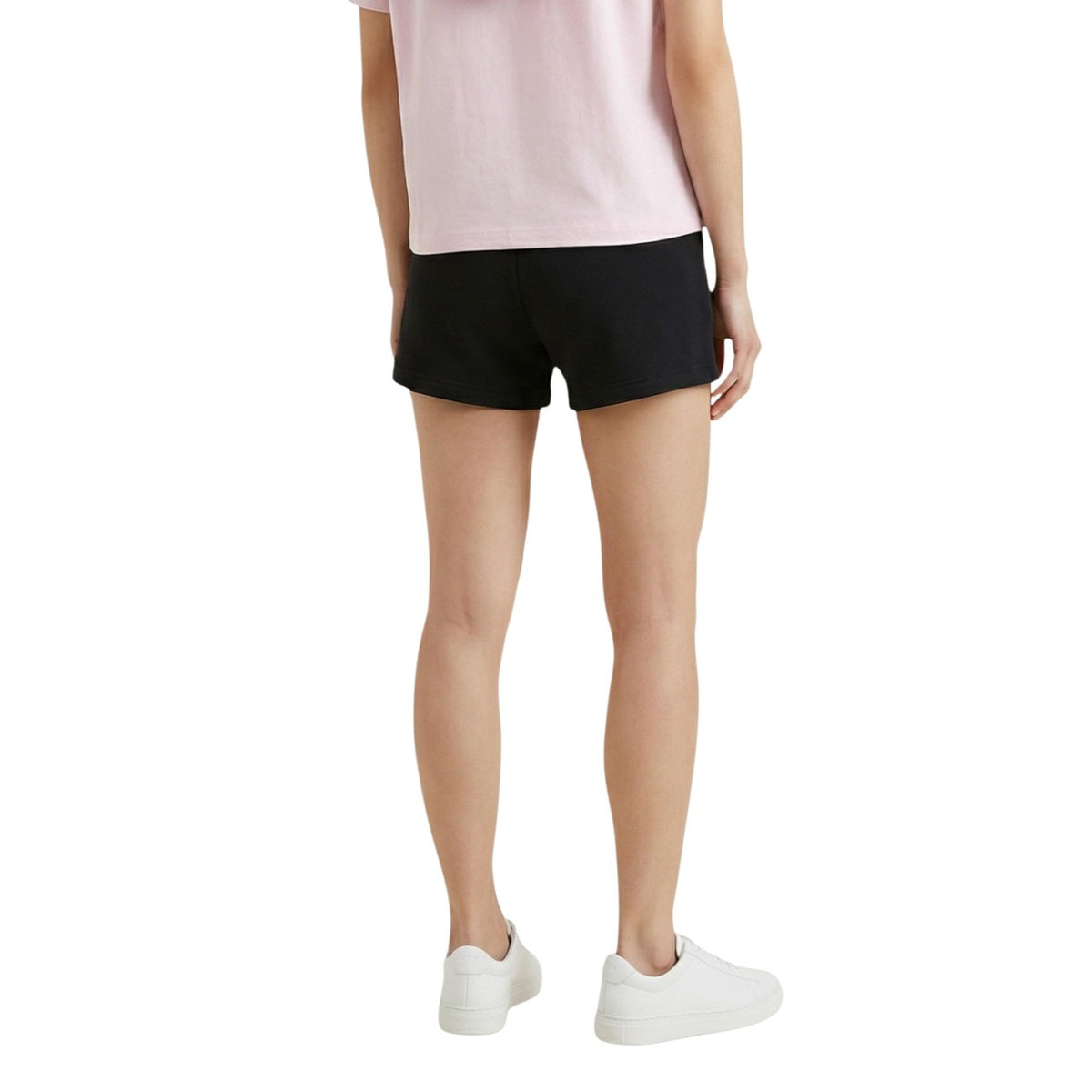 Shorts Tommy Hilfiger Jeans donna neri sportivi con logo - vista posteriore retro indossati da modello