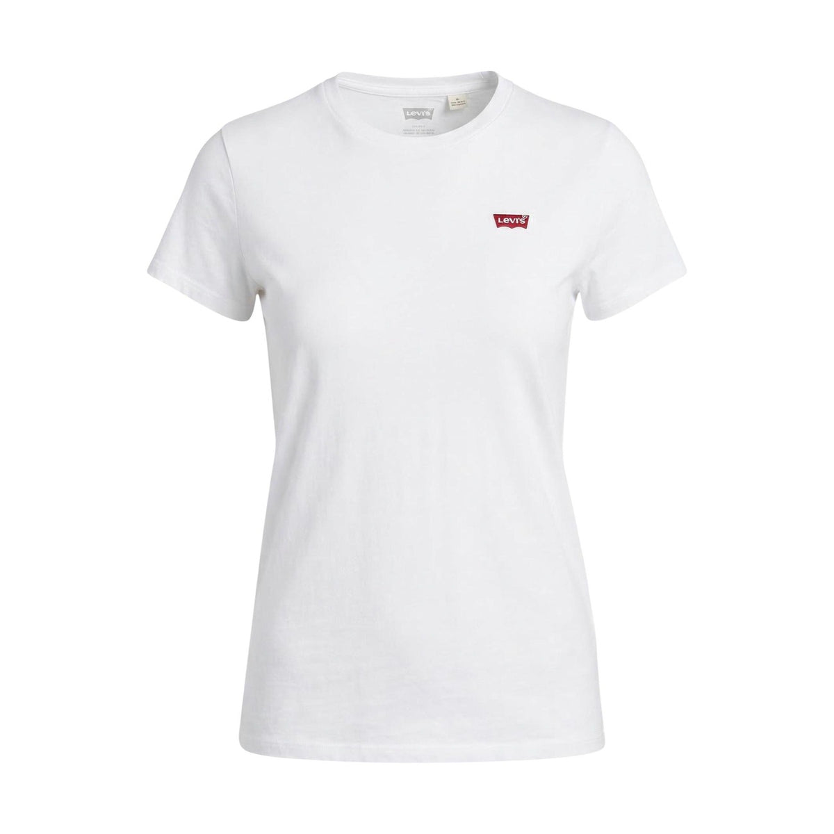 T-shirt Donna Levi's® Perfect Tee; Bianco. 100% Cotone premium leggero, vestibilità regolare, maniche corte e girocollo tondo. Logo ricamato sul petto, stile iconico ed essenziale 4 stagioni. Frontale stesa