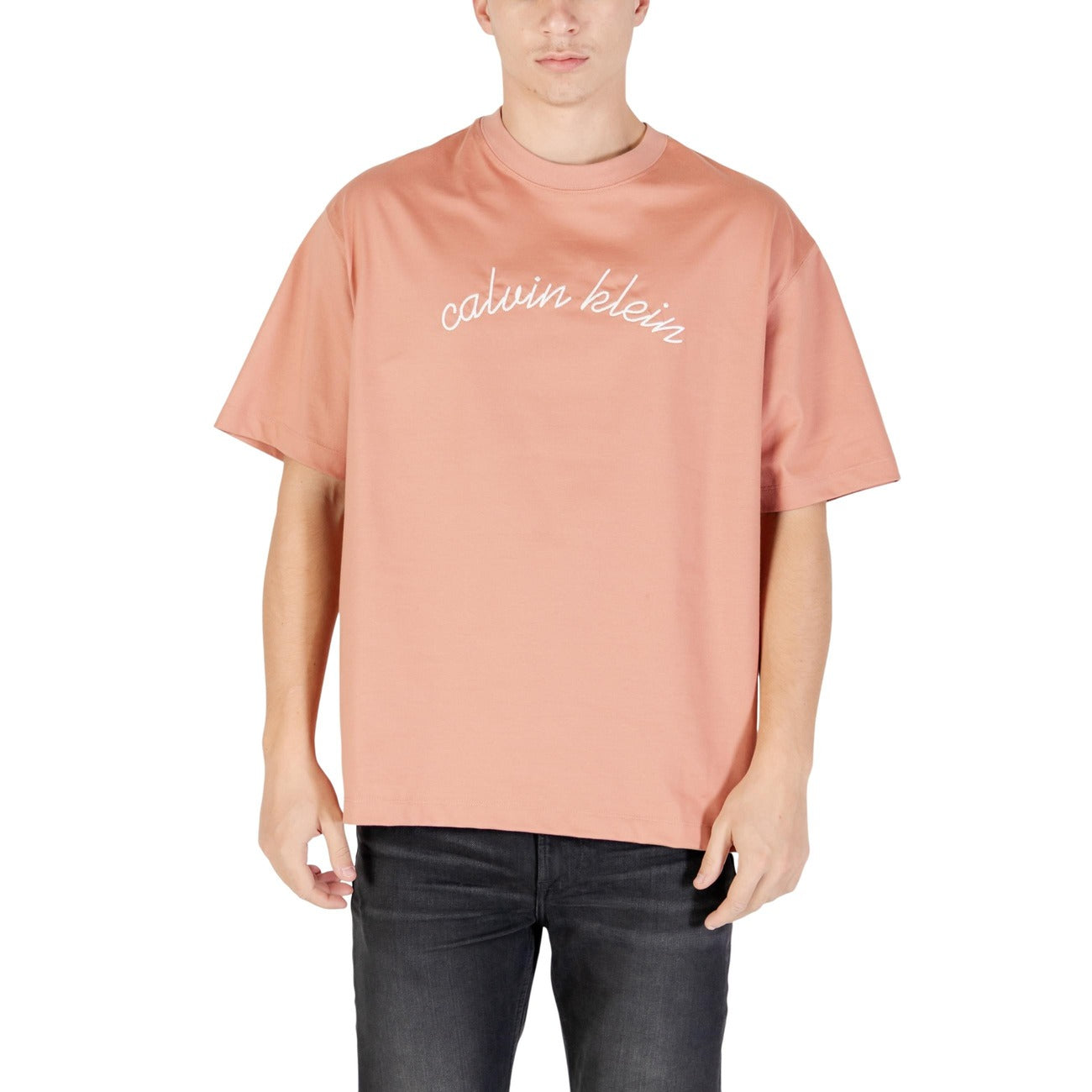 Calvin Klein Jeans T-Shirt Uomo Beige Stampa Manica Corta Scollo Tondo Cotone 100% Autunno Inverno LV04RC225G