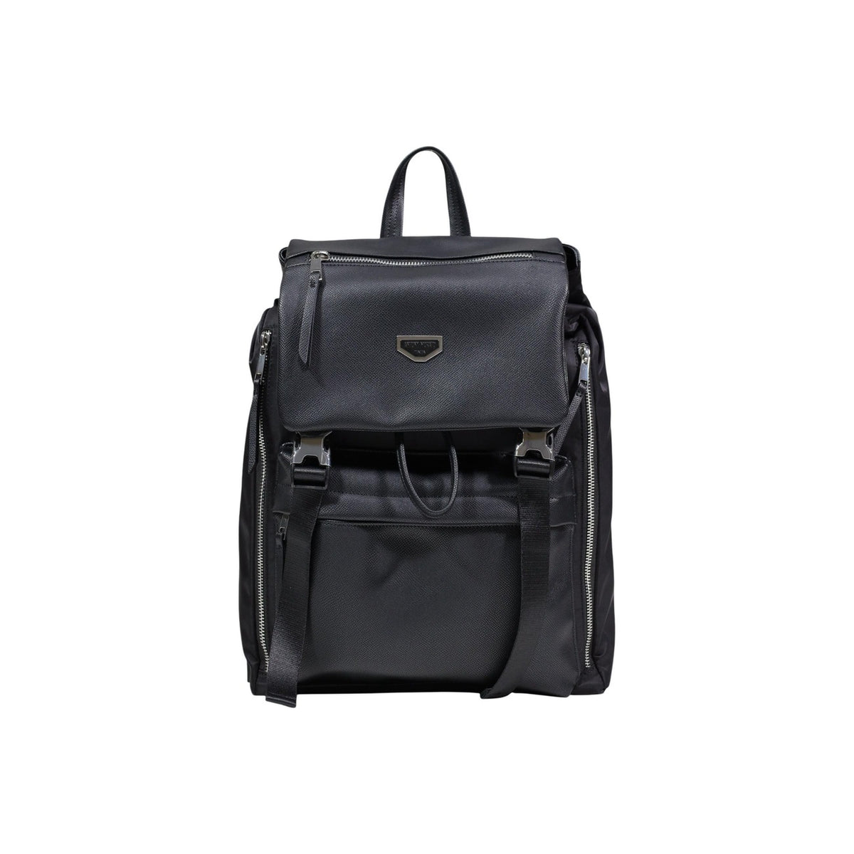 Antony Morato Zaino con Patta e Fibbie; materiale tecnico anti-usura, tasche esterne e comfort imbottito. Design minimalista e raffinato per l'uomo contemporaneo. Vista frontale