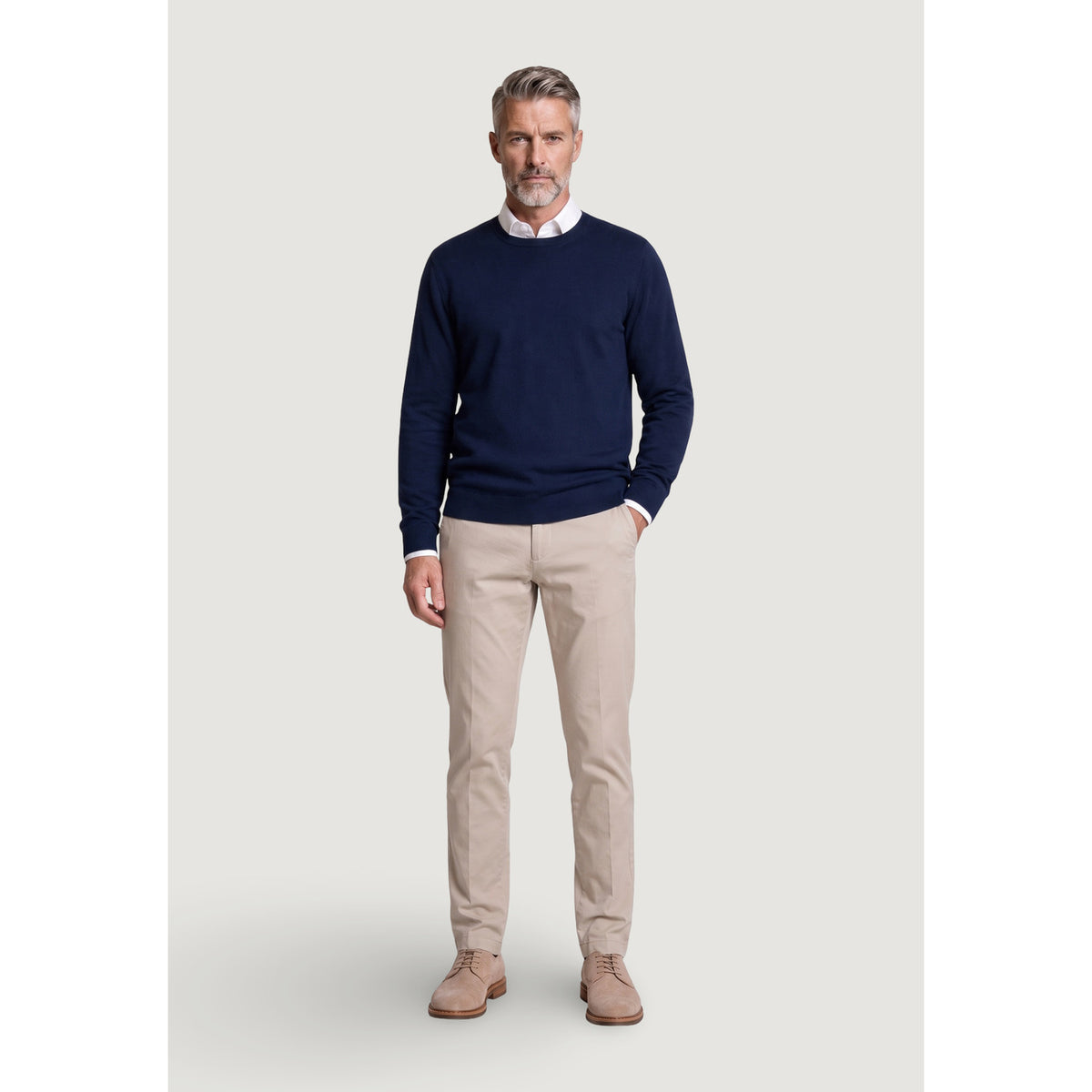 Pantaloni chino uomo Borghese Domiziano beige – Pantaloni eleganti casual cotone DOMIZIANO 5WPA21 07CO126M.