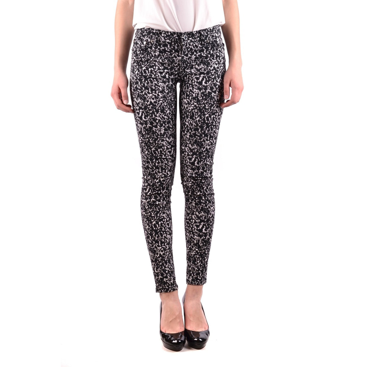 Michael Kors Jeans Donna Neri con Zip Bottone Tasche Anteriori Posteriori Fantasia Colorata in Cotone 98% Elastan 2% Autunno/Inverno B_34304