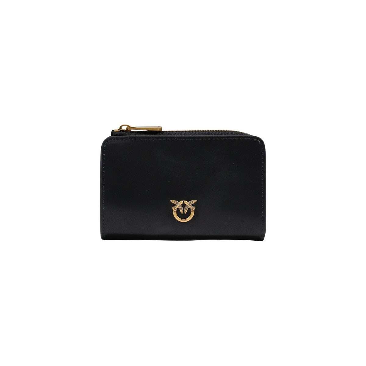 Portafoglio Pinko donna nero con cerniera 100% pelle 12x8x3 cm - vista frontale