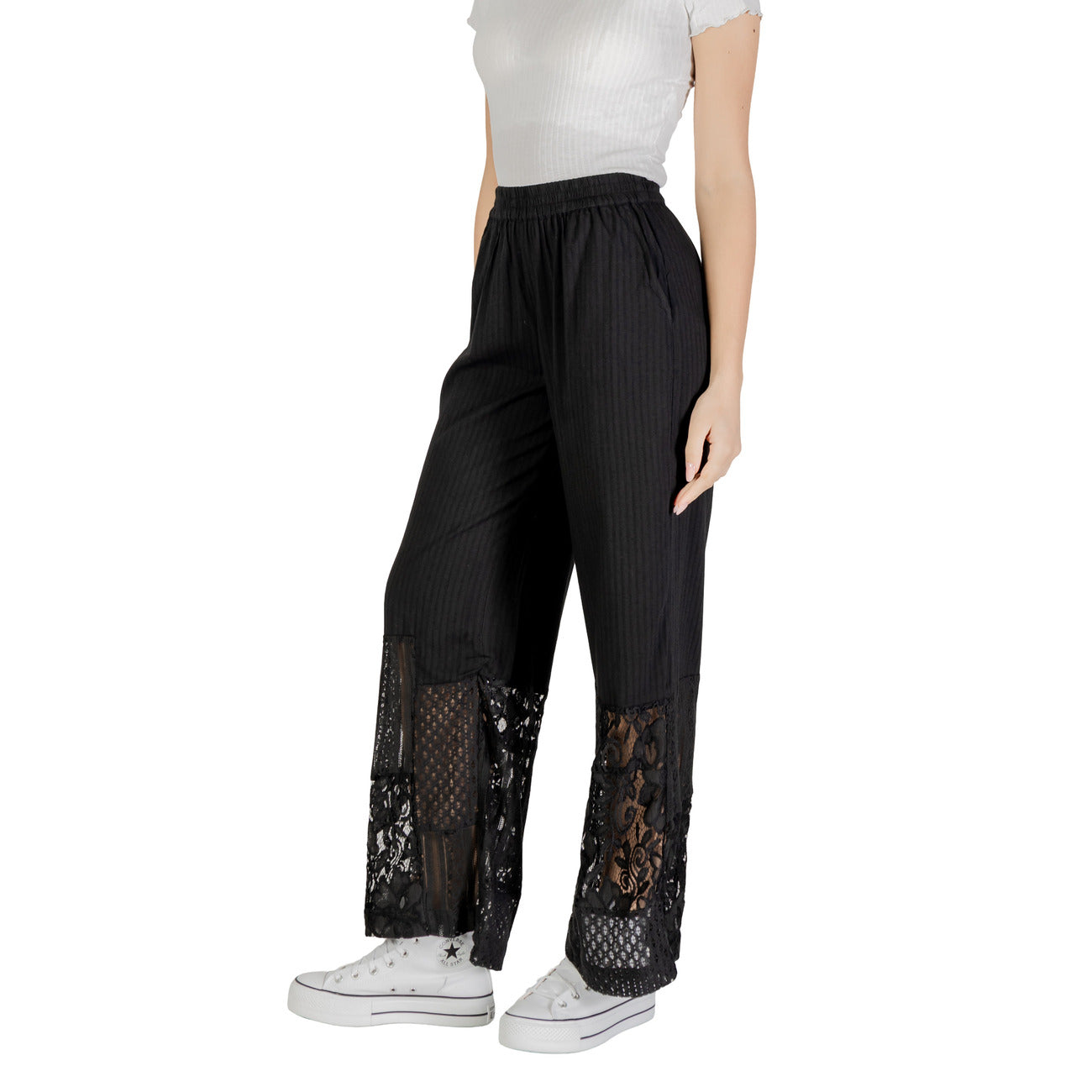 Ichi Pantaloni Donna Nero Monocromo Senza Chiusura 55% Cotone 45% Viscosa Primavera/Estate 20122862