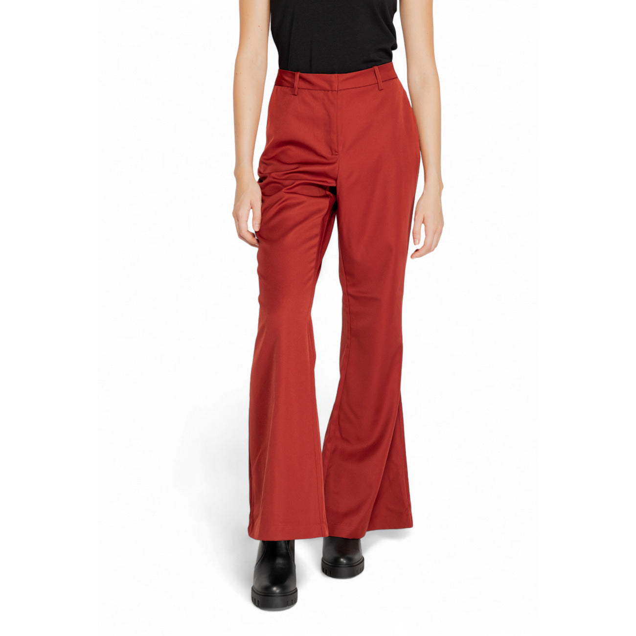 Vero Moda Pantaloni Donna Rosso Monocromo con Cerniera 100% Poliestere Autunno/Inverno 10311433