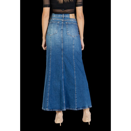 Colcci Gonna Jeans Donna Blu con Zip e Bottone Tasche Anteriori e Posteriori - Gonna Cotone