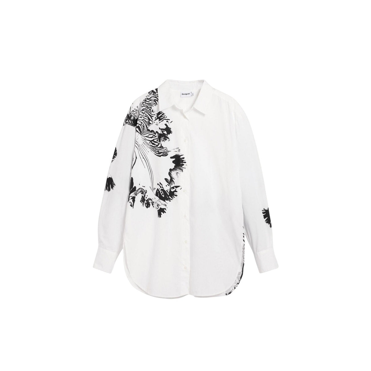 Camicia a maniche lunghe dal taglio oversize, con fondo liscio e stampa disegnata da M. Christian Lacroix.
Vista frontale stesa