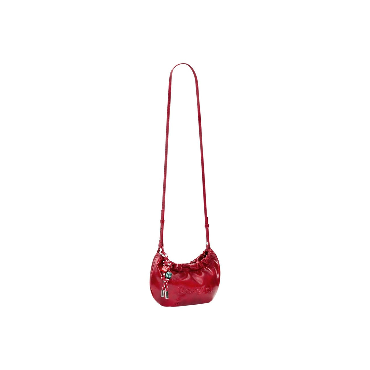 Borsa piccola con tracolla per portarla a bandoliera, logo in rilievo e charm rimovibili.