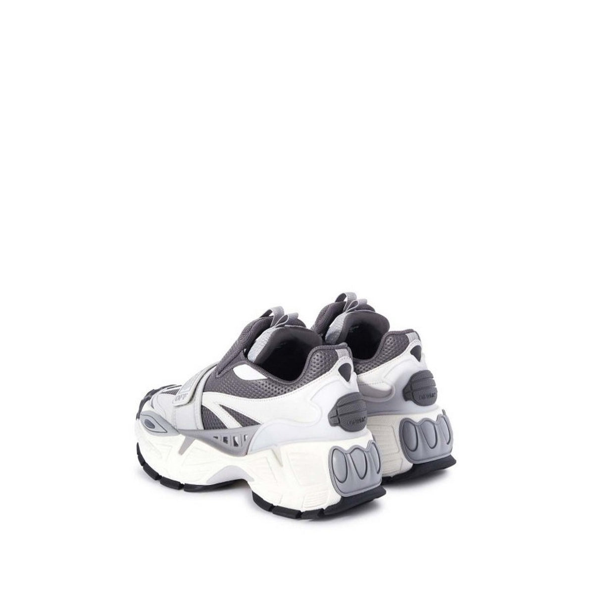 Sneakers Off-White; Grigio/Bianco/Nero, 100% Pelle. Chiusura in velcro, inserti in mesh, suola chunky pronunciata. Design futuristico per la stagione Autunno/Inverno. Laterale posteriore