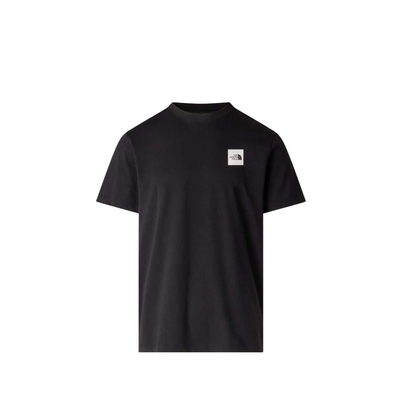 T-shirt nera TNF Evolution Box Half Dome, vestibilità regular, tessuto traspirante con stampa logo a riquadro sul davanti. Vista frontale stesa