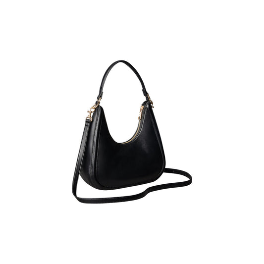 Borsa Mezzaluna Piccola Calvin Klein Bold; Nero. 100% Ecopelle poliuretano, manici corti e tracolla removibile, chiusura con zip. Dimensioni compatte (25x25,8 cm), stile minimalista e femminile 4 stagioni. Vista posteriore con tracolla