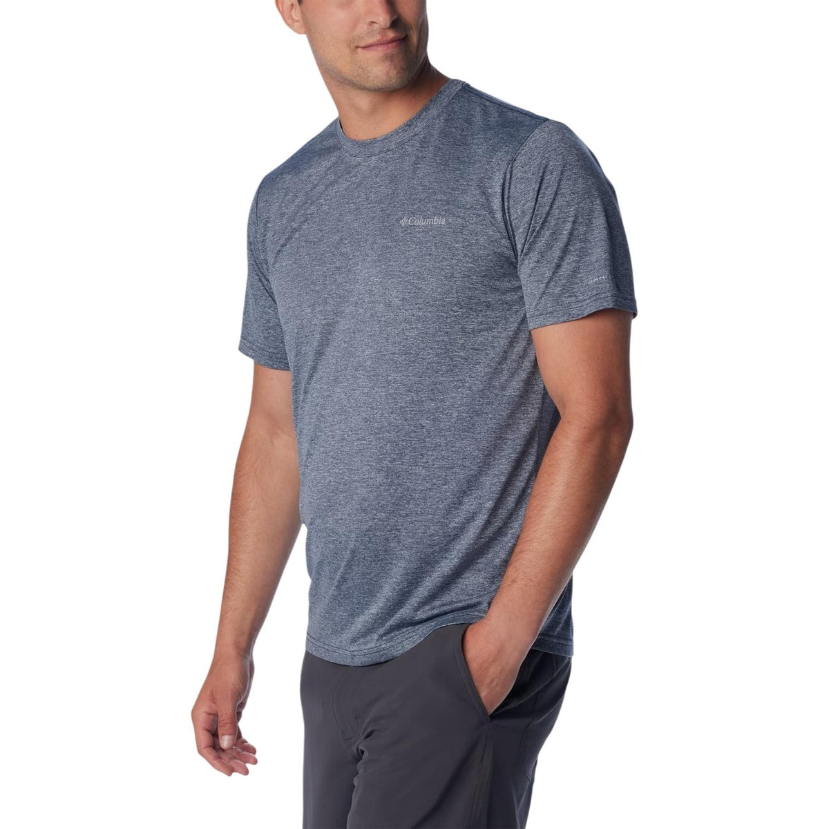 T-shirt Tecnica Omni-Wick™; tessuto jacquard anti-odore, traspirante, asciugatura rapida. La maglia performante per ogni attività all'aperto. Colore blu chiaro vista frontale Laterale