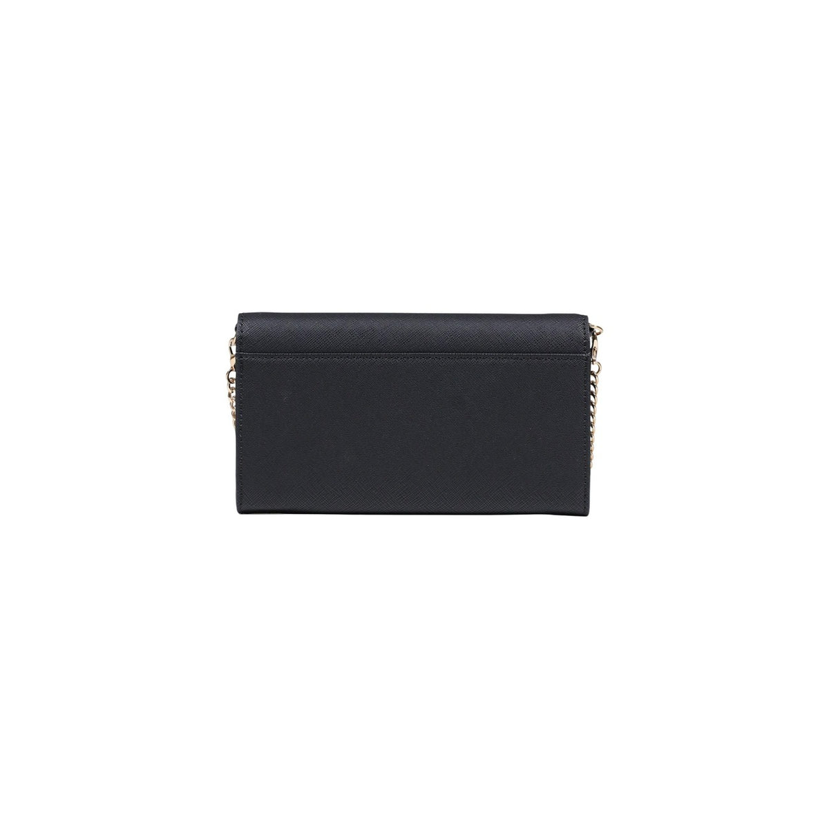 Liu Jo Portafoglio XL Bifold con Catenella; portafoglio grande nero logato con dettagli dorati. Dimensioni generose, stile bifold e doppia funzionalità portafoglio/clutch. Vista posteriore
