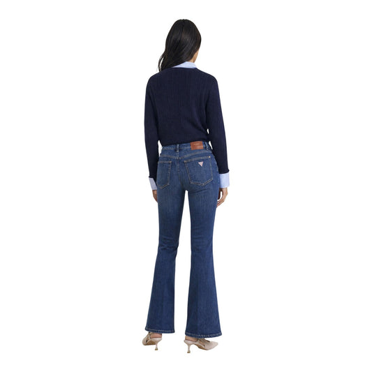 Maglione blu donna a costine Morgan De Toi 252-MBLUE. Pullover leggero girocollo in viscosa sostenibile, poliestere e poliammide con rifiniture di qualità.