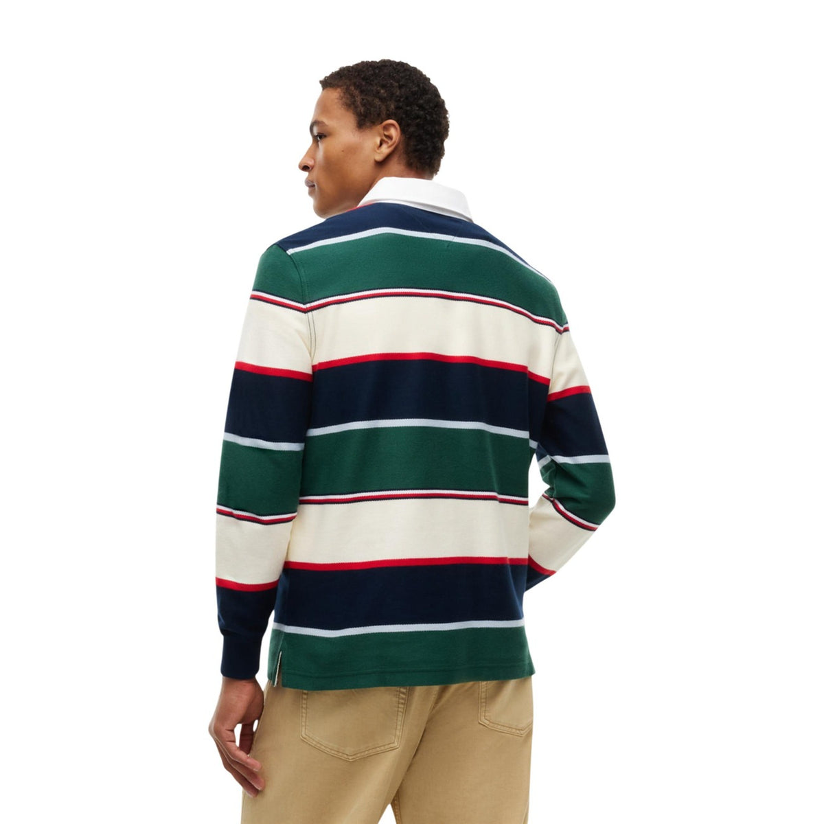 Polo uomo manica lunga Tommy Jeans verde – Polo a righe in cotone rigenerato DM0DM23627.