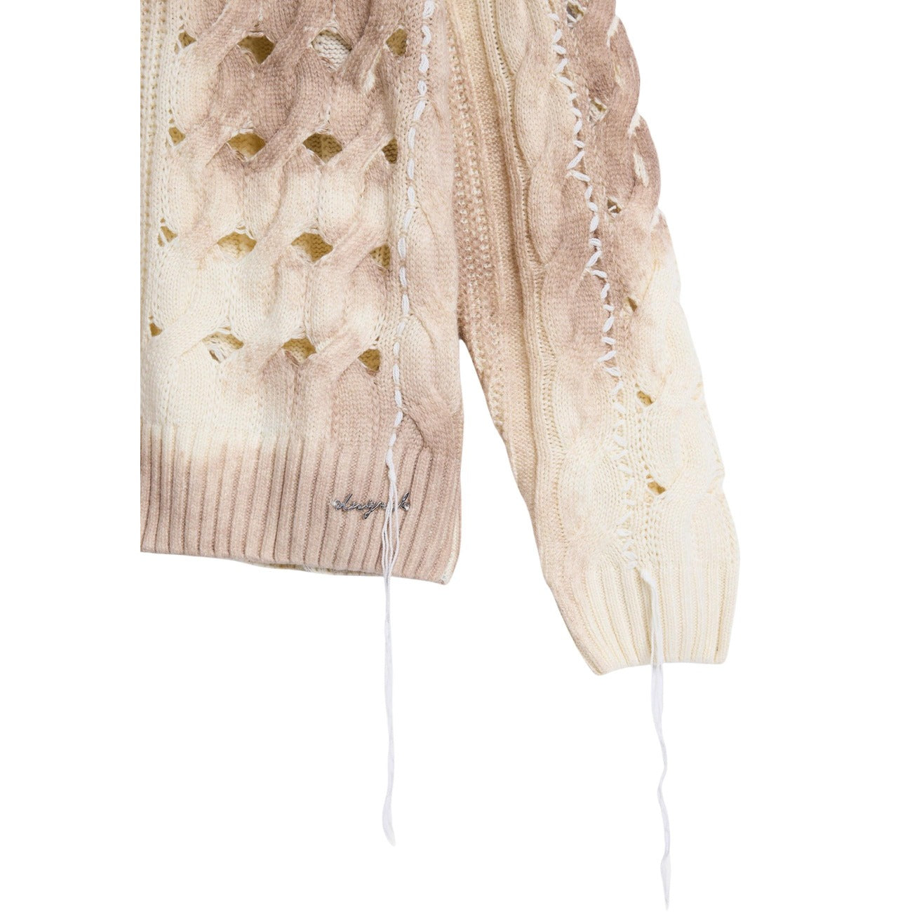 Maglia Desigual donna beige scollo tondo - vista frontale dettaglio
